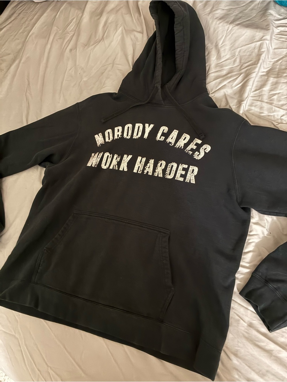 Nobody Cares Work Harder Black Hoodie Size Large